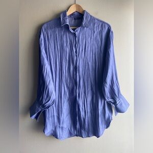 Asos Design Women Purple Button Up Shirt Blouse Size 6 Long Sleeve